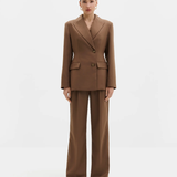 Malina Tillie Asymmetric Wool Blend Blazer - Camel