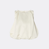 Malina Valentina Knotted Shoulder Satin Top - Pearl