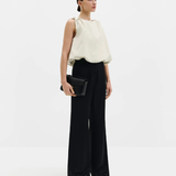 Malina Valentina Knotted Shoulder Satin Top - Pearl