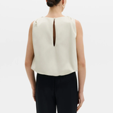 Malina Valentina Knotted Shoulder Satin Top - Pearl