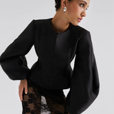 Malina Vendela Balloon Sleeve Blouse - Black