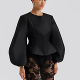 Malina Vendela Balloon Sleeve Blouse - Black