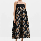 Malina Vivi Voluminous Skirt Midi dress - Dark Blooms