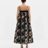 Malina Vivi Voluminous Skirt Midi dress - Dark Blooms