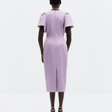 Malina Zindy Fitted Pouf Sleeve Midi Dress - Lavender