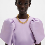 Malina Zindy Fitted Pouf Sleeve Midi Dress - Lavender