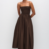 Matteau Shirred Bodice Dress - Chocolate