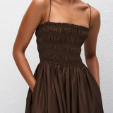 Matteau Shirred Bodice Dress - Chocolate