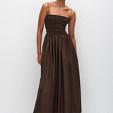 Matteau Shirred Bodice Dress - Chocolate