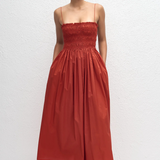 Matteau Shirred Bodice Dress - Tomato
