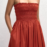 Matteau Shirred Bodice Dress - Tomato