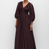 Matteau Shirred Plunge Button Dress - Aubergine