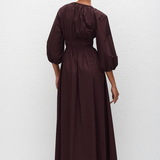 Matteau Shirred Plunge Button Dress - Aubergine