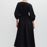 Matteau Shirred Plunge Button Dress - Black