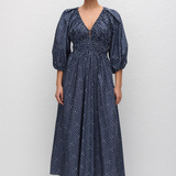 Matteau Shirred Plunge Button Dress - Bluebell