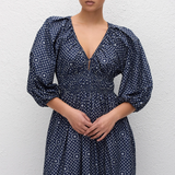 Matteau Shirred Plunge Button Dress - Bluebell