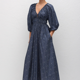 Matteau Shirred Plunge Button Dress - Bluebell
