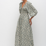 Matteau Shirred Plunge Button Dress - Vine