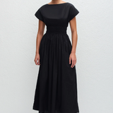 Matteau Shirred Waist Midi Dress - Black