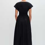 Matteau Shirred Waist Midi Dress - Black
