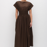 Matteau Shirred Waist Midi Dress - Chocolate