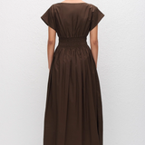 Matteau Shirred Waist Midi Dress - Chocolate