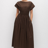 Matteau Shirred Waist Midi Dress - Chocolate