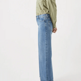 Outland Denim Mia Cuffed Mid Wide Long Jean - Meridian Mid Blue