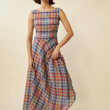 Penny Sage Cleo Dress - Primary Tartan