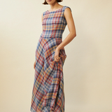 Penny Sage Cleo Dress - Primary Tartan
