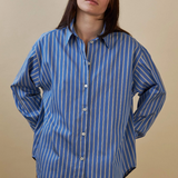 Penny Sage Maryse Shirt - Blue Citron Stripe