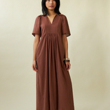 Penny Sage Mazzy Dress - Fig & Cinnamon Stripe