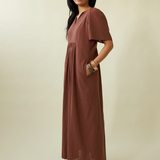 Penny Sage Mazzy Dress - Fig & Cinnamon Stripe