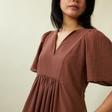 Penny Sage Mazzy Dress - Fig & Cinnamon Stripe