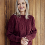 Perriam Briar Cable Merino Angora Jersey - Pinot Noir