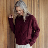 Perriam Briar Cable Merino Angora Jersey - Pinot Noir