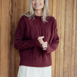 Perriam Briar Cable Merino Angora Jersey - Pinot Noir