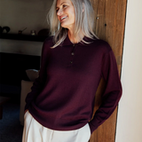 Perriam Classic Merino Collared Polo - Pinot Noir
