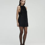 Rebe Fringe Mini Dress - Black