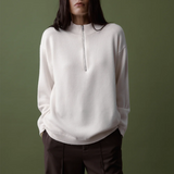 Rebe Half-Zip Knit Sweater - Ivory