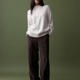 Rebe Half-Zip Knit Sweater - Ivory