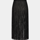Rebe Long Fringe Belt - Black