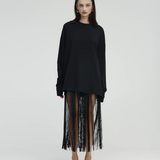 Rebe Long Sleeve Drop T-Shirt - Black