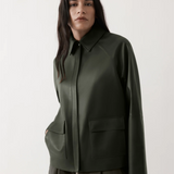 Rebe Mo Leather Jacket - Dark Olive
