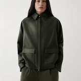 Rebe Mo Leather Jacket - Dark Olive