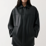 Rebe Shearling-Collar Leather Jacket - Black