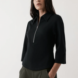 Rebe Zip-Front Top - Black
