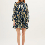 Rixo Anaya Dress - Bouquet Devore Navy
