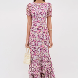 Rixo Constance Dress - Tulip Meadow Burgundy