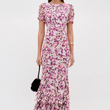 Rixo Constance Dress - Tulip Meadow Burgundy